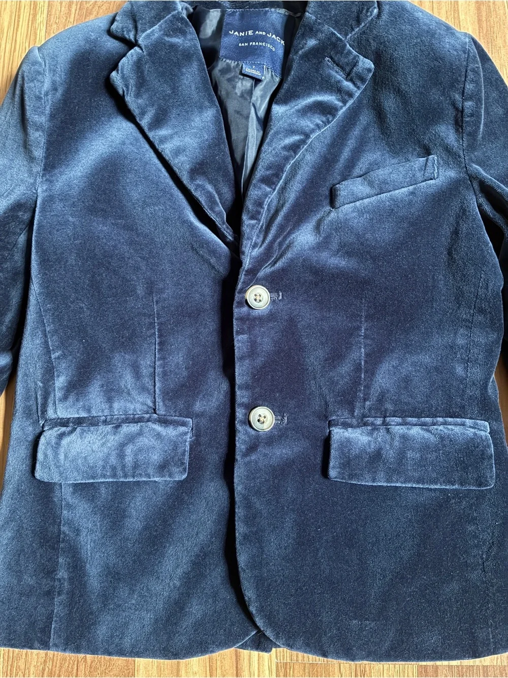 Janie and Jack Boys Velvet Blazer Jacket Dark Marine Navy Blue Luxury Size 7